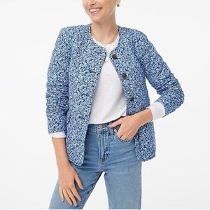 J.Crew Blue Floral Quilted Jacket